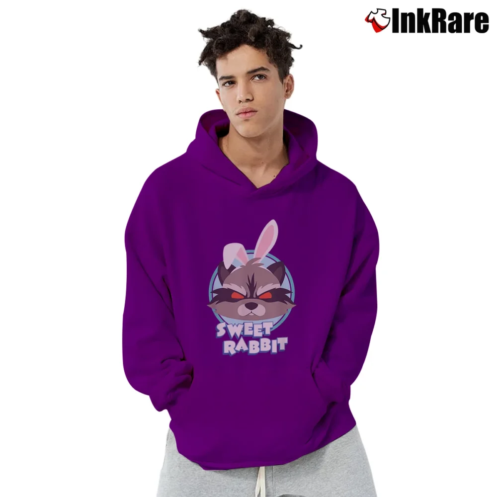 Men’s Rocket Raccoon Easter Bunny Sweet Rabbit Marvel Pullover Hoodie in purple | Cozy, Durable, Modern Fit