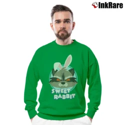 Men’s Rocket Raccoon Easter Bunny Sweet Rabbit Marvel Crewneck Sweatshirt in irish green | Cozy Fabric, Clean Style