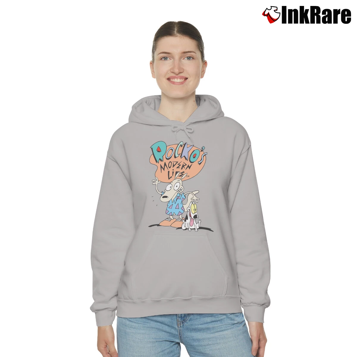 Women’s Rocko's Modern Life Retro Cartoon Cozy Hoodie in sport grey | Warm, Structured, Stylish