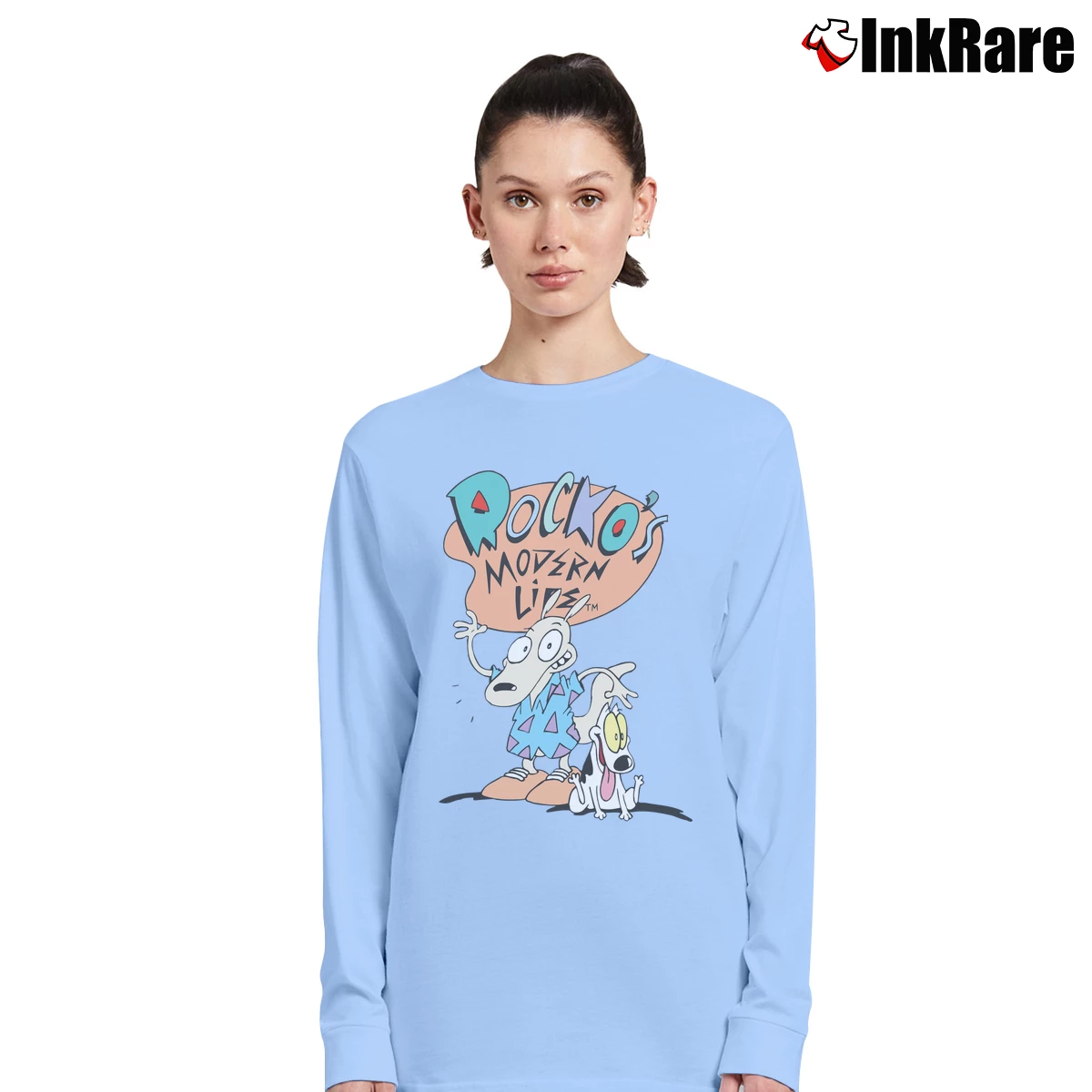 Women’s Rocko's Modern Life Retro Cartoon Long-Sleeve Top in light blue | Sleek, Versatile, All-Season