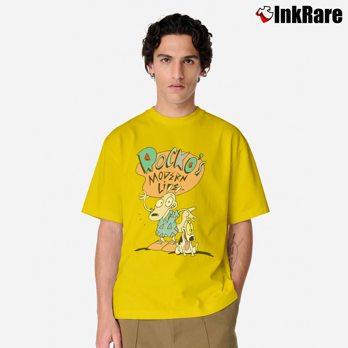 Men’s Rocko's Modern Life Retro Cartoon Classic T-Shirt in yellow | Soft, Breathable Everyday Wear