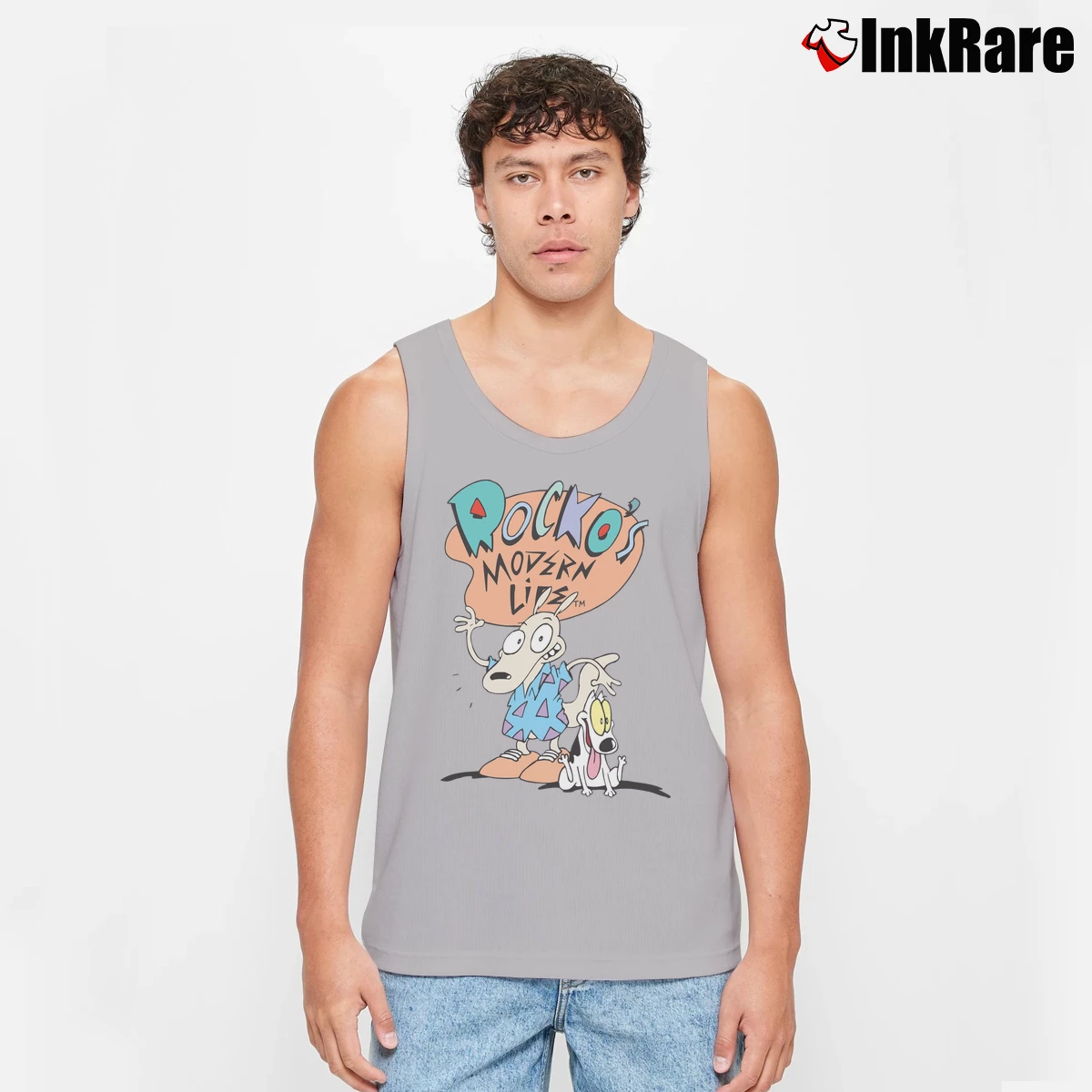 Men’s Rocko's Modern Life Retro Cartoon Tank Top in sport grey | Breathable, Active-Friendly Design