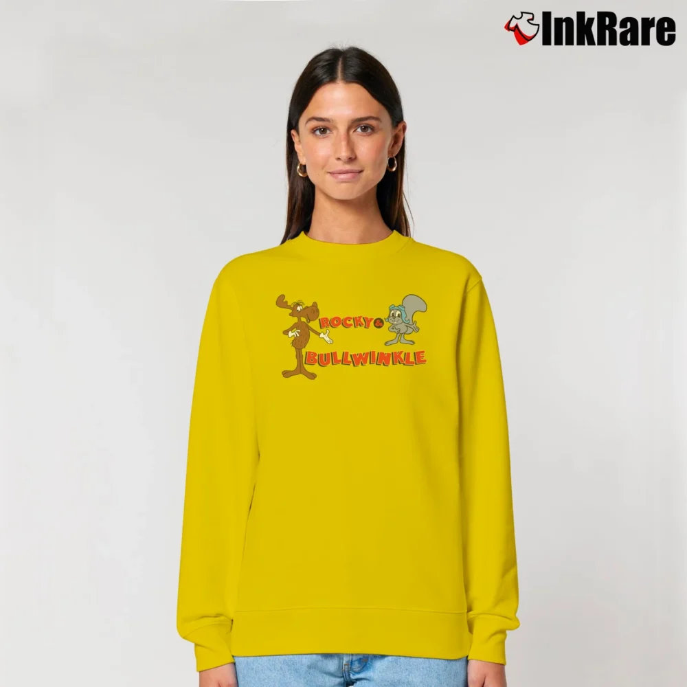 Women’s Rocky And Bullwinkle Marvel Graphic Mashup Relaxed Sweatshirt in yellow | Soft, Laid-Back Vibe