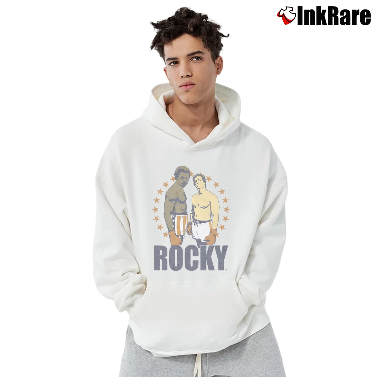 Men’s Rocky Balboa Apollo Creed Pullover Hoodie in white | Cozy, Durable, Modern Fit