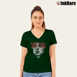 Women’s Rocky Balboa One More Round V-Neck Tee in forest green | Chic Neckline, Soft Texture