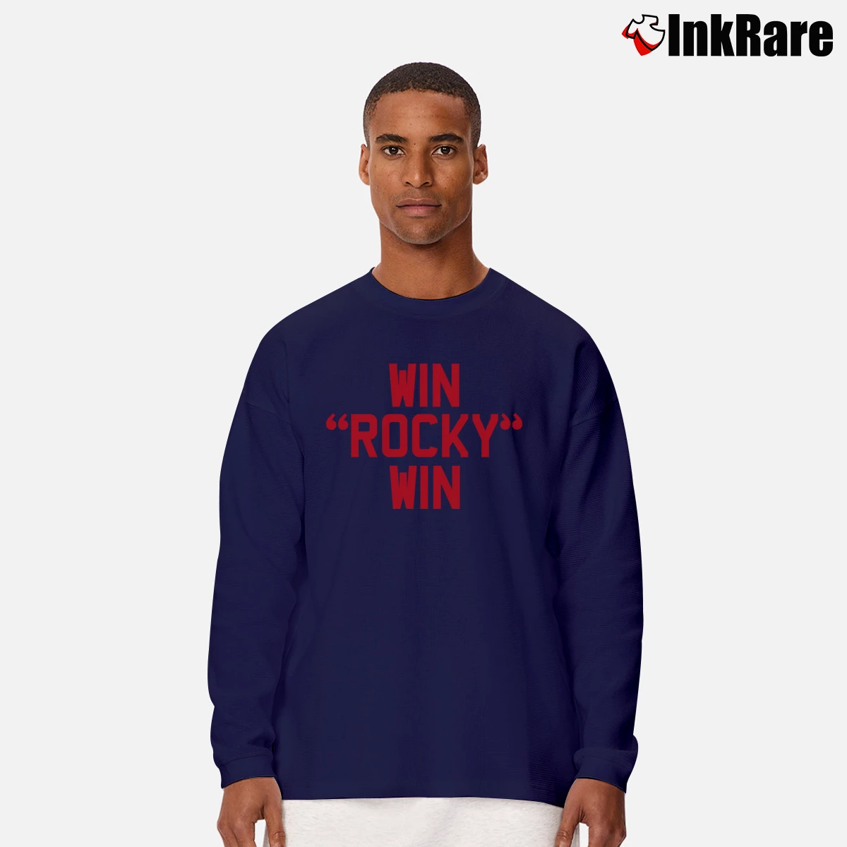 Men’s Rocky Balboa Win Rocky Win Long-Sleeve Shirt in navy | Sleek, Lightweight, Year-Round Wear
