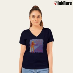 Women’s Roger Waters Hitch Hiking V-Neck Tee in navy | Chic Neckline, Soft Texture