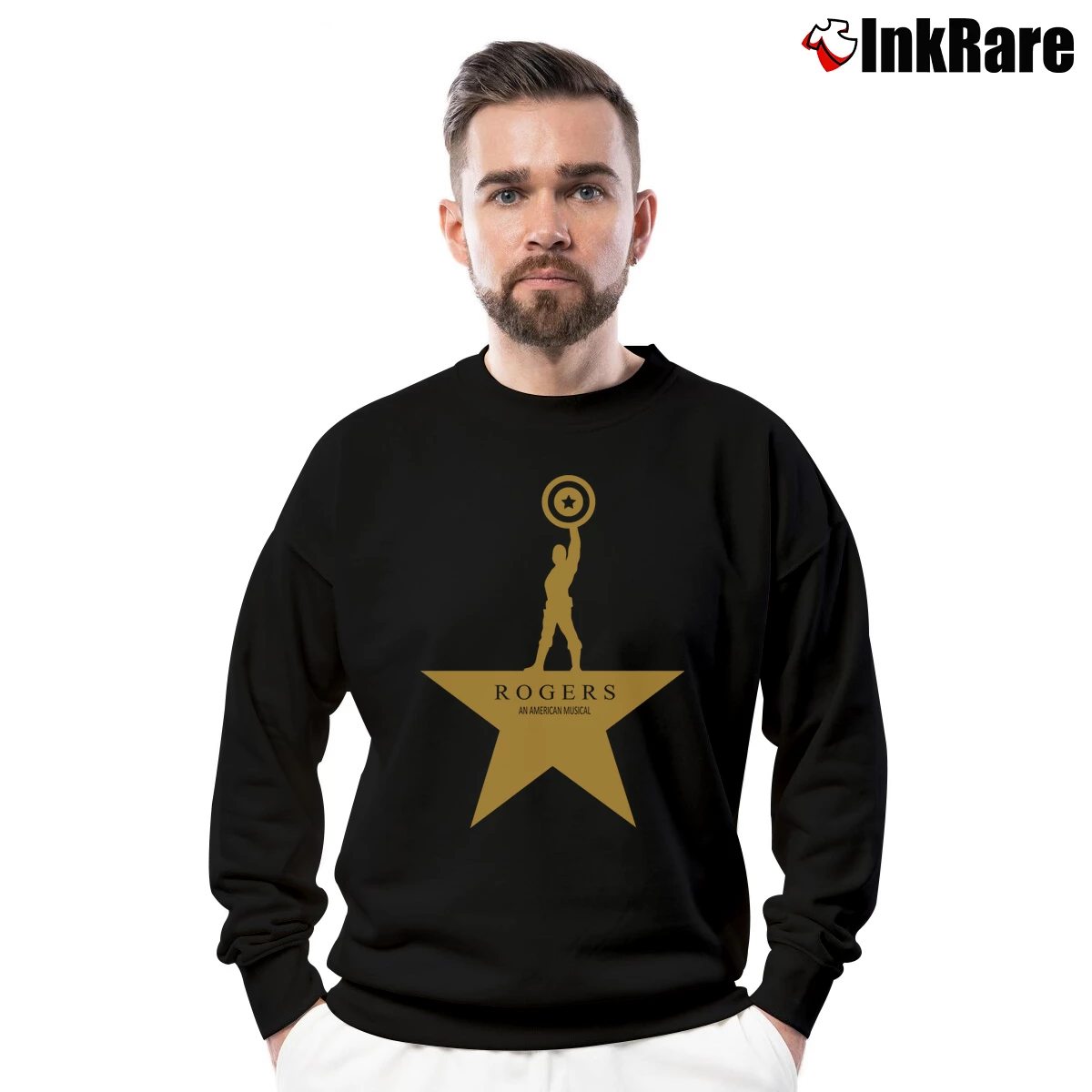 Men’s Rogers: An American Musical - Captain America Crewneck Sweatshirt in black | Cozy Fabric, Clean Style