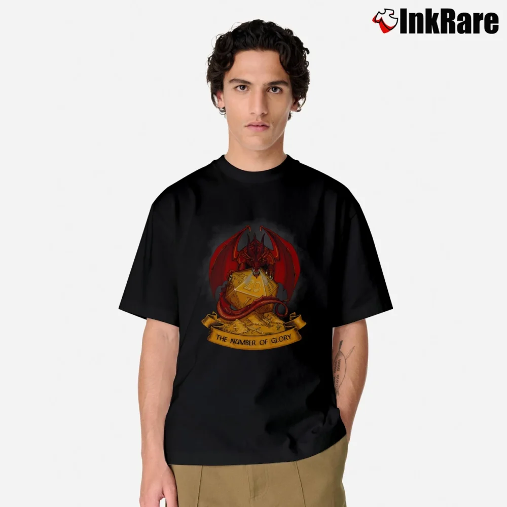 Men’s Roll Dragon D20 Dice RPG Classic T-Shirt in black | Soft, Breathable Everyday Wear