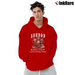 Men’s Roll For Concentration Adhd Dungeons And Dragons Rpg Pullover Hoodie in red | Cozy, Durable, Modern Fit