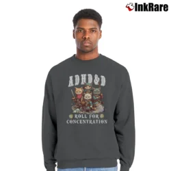 Men’s Roll For Concentration Adhd Dungeons And Dragons Rpg Crewneck Sweatshirt in charcoal | Cozy Fabric, Clean Style