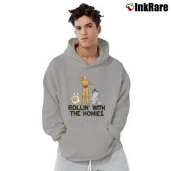 Men’s Rollin With The Homies Droid Star Wars R2D2 BB8 Pullover Hoodie in sport grey | Cozy, Durable, Modern Fit