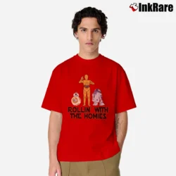 Men’s Rollin With The Homies Droid Star Wars R2D2 BB8 Classic T-Shirt in red | Soft, Breathable Everyday Wear