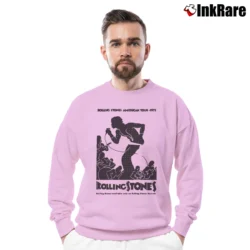 Men’s Rolling Stones 1972 American Tour Vintage Rock Crewneck Sweatshirt in light pink | Cozy Fabric, Clean Style