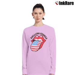 Women’s Rolling Stones American Flag Long-Sleeve Top in light pink | Sleek, Versatile, All-Season