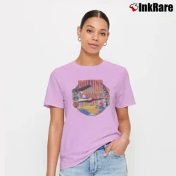 Women’s Rolling Stones Around The World for Rock Music Fans Signature T-Shirt in light pink | Soft, Flattering Fit