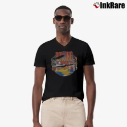 Men’s Rolling Stones Around The World for Rock Music Fans V-Neck Tee in black | Sharp, Breathable, Everyday Staple
