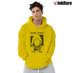Men’s Rolling Stones Brian Jones 1942 1969 for Rock Fans Pullover Hoodie in yellow | Cozy, Durable, Modern Fit