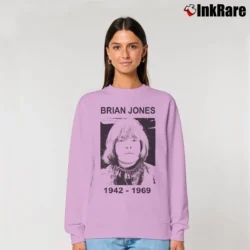 Women’s Rolling Stones Brian Jones 1942 1969 for Rock Fans Relaxed Sweatshirt in light pink | Soft, Laid-Back Vibe