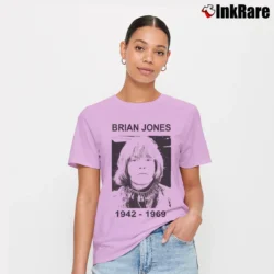 Women’s Rolling Stones Brian Jones 1942 1969 for Rock Fans Signature T-Shirt in light pink | Soft, Flattering Fit