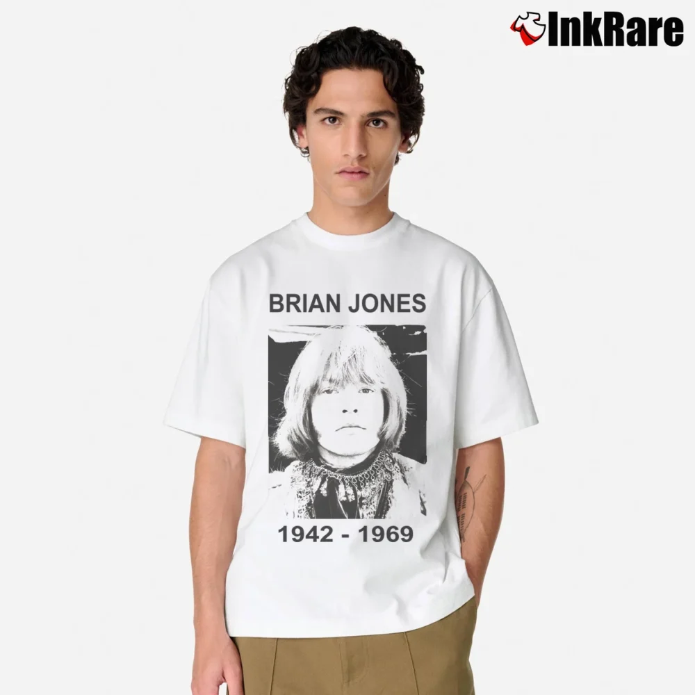 Men’s Rolling Stones Brian Jones 1942 1969 for Rock Fans Classic T-Shirt in white | Soft, Breathable Everyday Wear