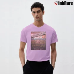 Men’s Rolling Stones Bridges To Babylon Tour V-Neck Tee in light pink | Sharp, Breathable, Everyday Staple