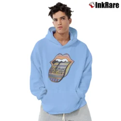 Men’s Rolling Stones Bridges To Babylon World Tour Tongue Pullover Hoodie in light blue | Cozy, Durable, Modern Fit
