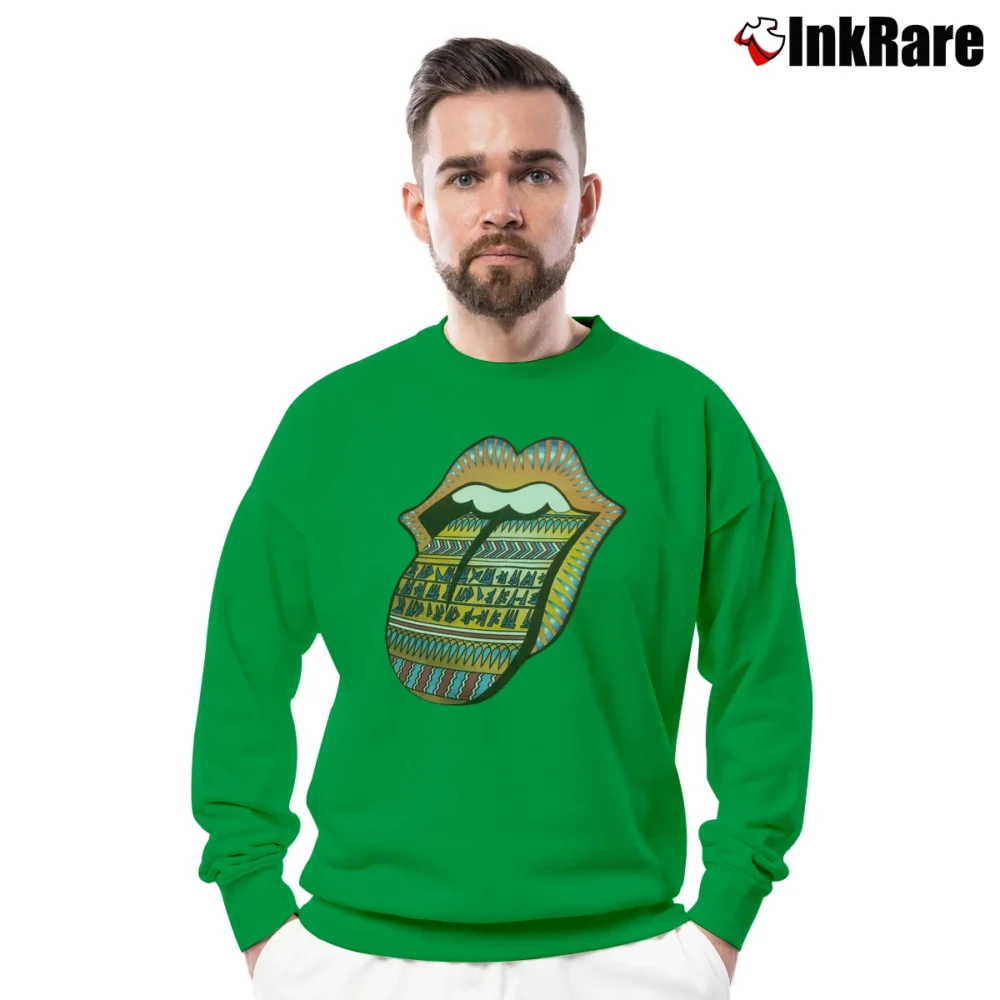 Men’s Rolling Stones Bridges To Babylon World Tour Tongue Crewneck Sweatshirt in irish green | Cozy Fabric, Clean Style