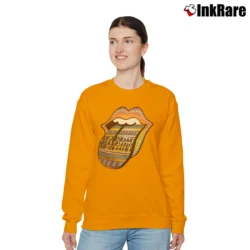 Women’s Rolling Stones Bridges To Babylon World Tour Tongue Relaxed Sweatshirt in orange | Soft, Laid-Back Vibe