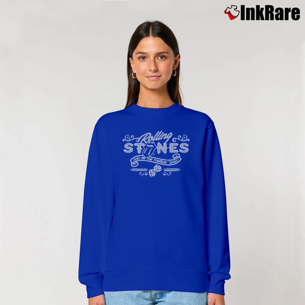 Women’s Rolling Stones Call Me The Tumblin Dice Relaxed Sweatshirt in royal blue | Soft, Laid-Back Vibe