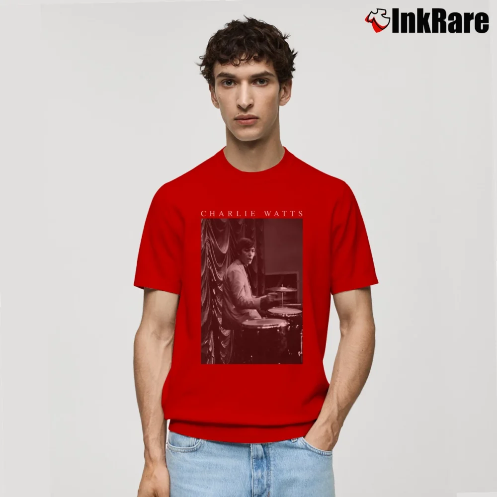 Men’s Rolling Stones Charlie Watts Classic T-Shirt in red | Soft, Breathable Everyday Wear