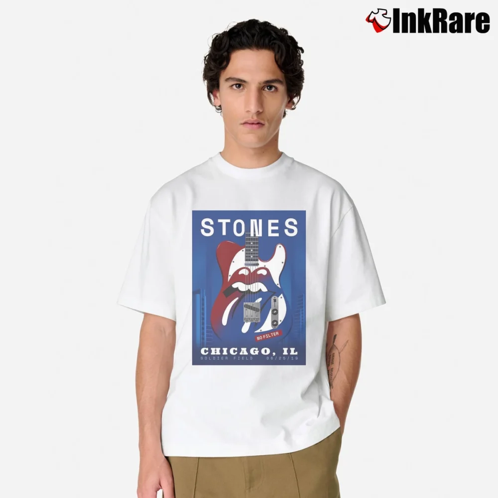 Men’s Rolling Stones Chicago IL No Filter Soldier Field Classic T-Shirt in white | Soft, Breathable Everyday Wear