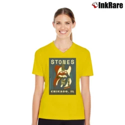 Women’s Rolling Stones Chicago IL No Filter Soldier Field V-Neck Tee in yellow | Chic Neckline, Soft Texture