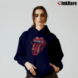 Women’s Rolling Stones Distressed Tongue Cozy Hoodie in navy | Warm, Structured, Stylish
