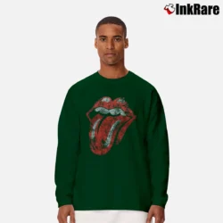 Men’s Rolling Stones Distressed Tongue Long-Sleeve Shirt in forest green | Sleek, Lightweight, Year-Round Wear