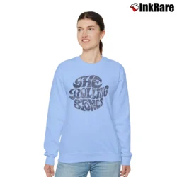 Women’s Rolling Stones Distressed Vintage Rock Band Relaxed Sweatshirt in light blue | Soft, Laid-Back Vibe