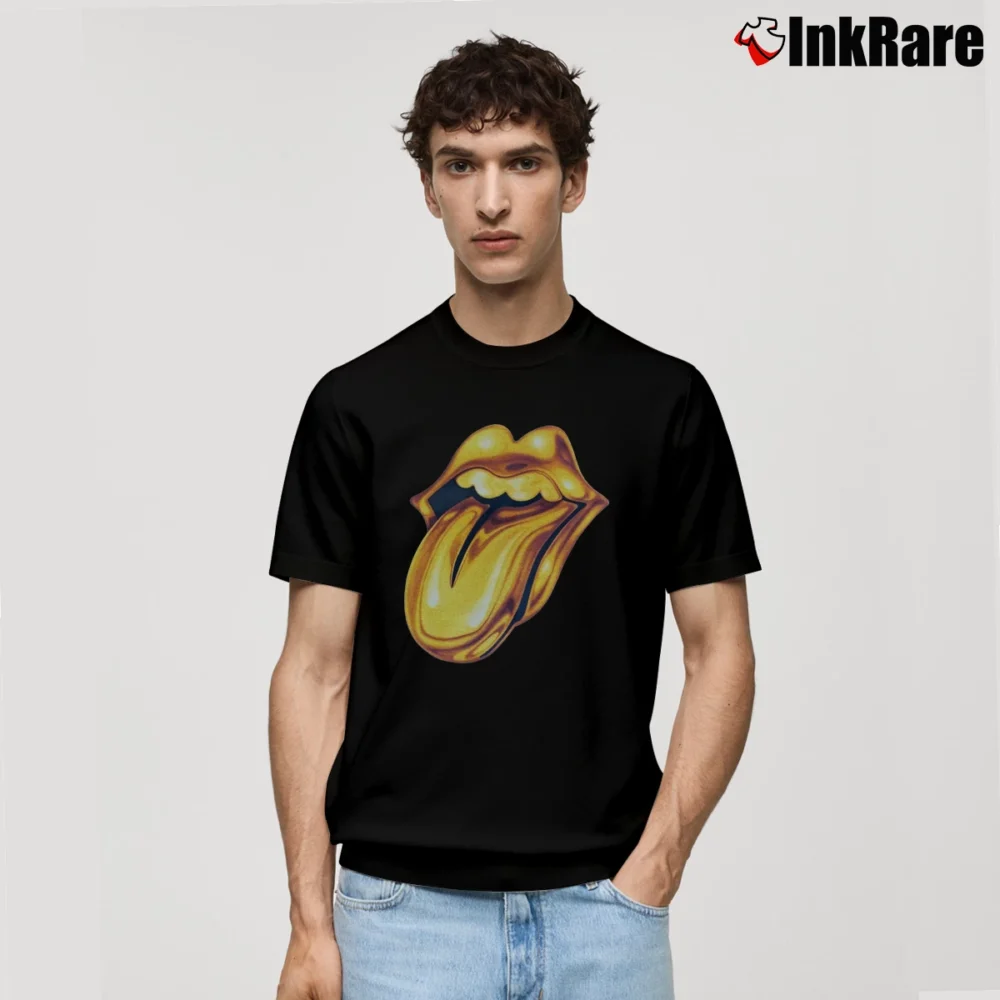 Men’s Rolling Stones Golden Tongue Classic T-Shirt in black | Soft, Breathable Everyday Wear