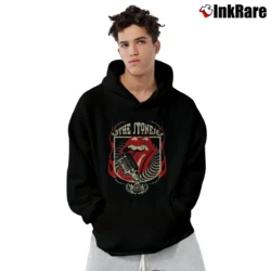 Men’s Rolling Stones Grey Distressed Forty 40 Licks Pullover Hoodie in black | Cozy, Durable, Modern Fit