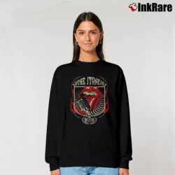 Women’s Rolling Stones Grey Distressed Forty 40 Licks Relaxed Sweatshirt in black | Soft, Laid-Back Vibe