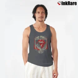 Men’s Rolling Stones Grey Distressed Forty 40 Licks Tank Top in charcoal | Breathable, Active-Friendly Design