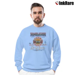 Men’s Rolling Stones Guns N Roses Steel Wheels Living Colour Tour Crewneck Sweatshirt in light blue | Cozy Fabric, Clean Style