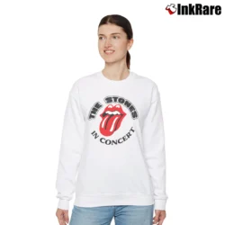 Women’s Rolling Stones In Concert Juniors for Young Rock Fans Relaxed Sweatshirt in white | Soft, Laid-Back Vibe