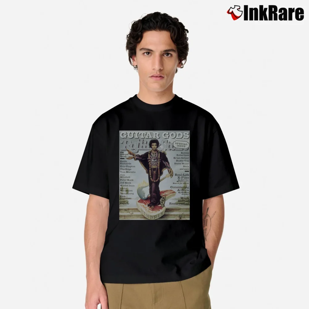 Men’s Rolling Stones Jimi Hendrix Guitar Gods Classic T-Shirt in black | Soft, Breathable Everyday Wear