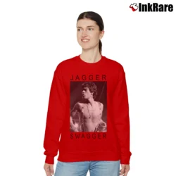 Women’s Rolling Stones Mick Jagger Swagger Classic Rock Band Relaxed Sweatshirt in red | Soft, Laid-Back Vibe