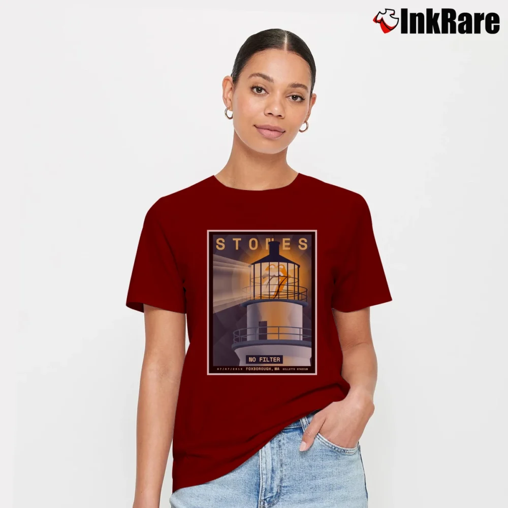 Women’s Rolling Stones No Filter 2019 Foxborough Tour for Rock Fans Signature T-Shirt in maroon | Soft, Flattering Fit