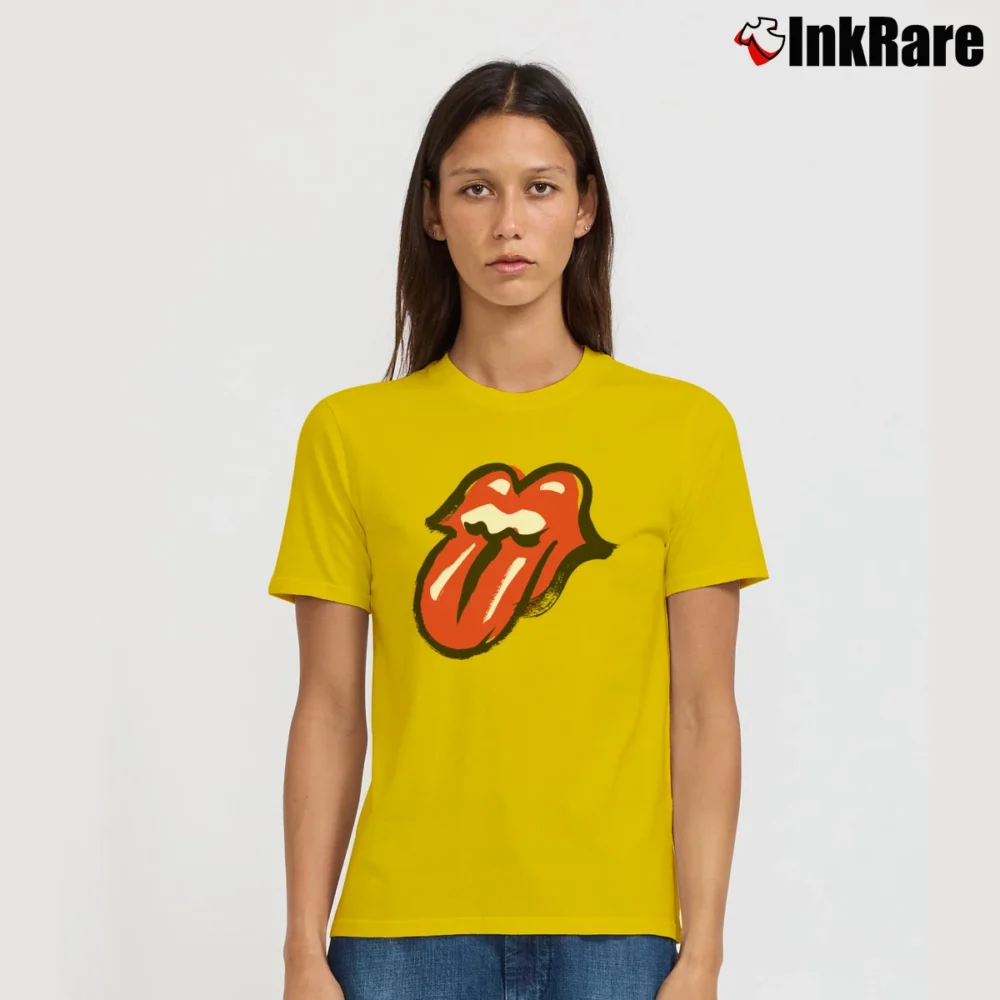 Women’s Rolling Stones No Filter Tongue Signature T-Shirt in yellow | Soft, Flattering Fit