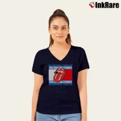 Women’s Rolling Stones No Security Tour V-Neck Tee in navy | Chic Neckline, Soft Texture