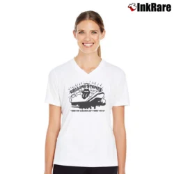 Women’s Rolling Stones North American Concert Tour 1972 V-Neck Tee in white | Chic Neckline, Soft Texture