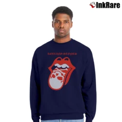 Men’s Rolling Stones Skull Tongue for Rock Fans Crewneck Sweatshirt in navy | Cozy Fabric, Clean Style