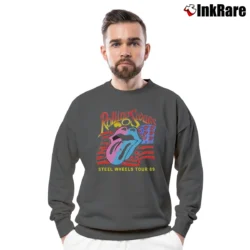 Men’s Rolling Stones Steel Wheels Tour 89 Crewneck Sweatshirt in charcoal | Cozy Fabric, Clean Style